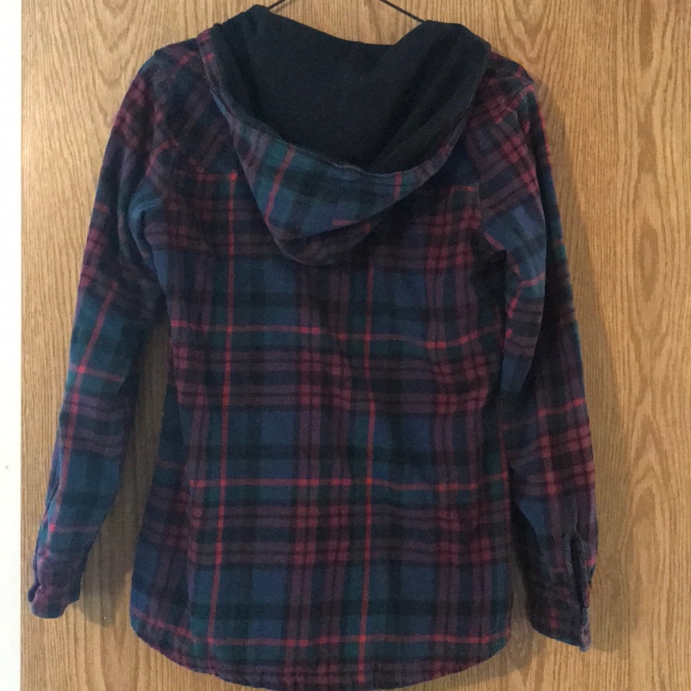 Button up flannel jacket with hood - Picture 5 of 6